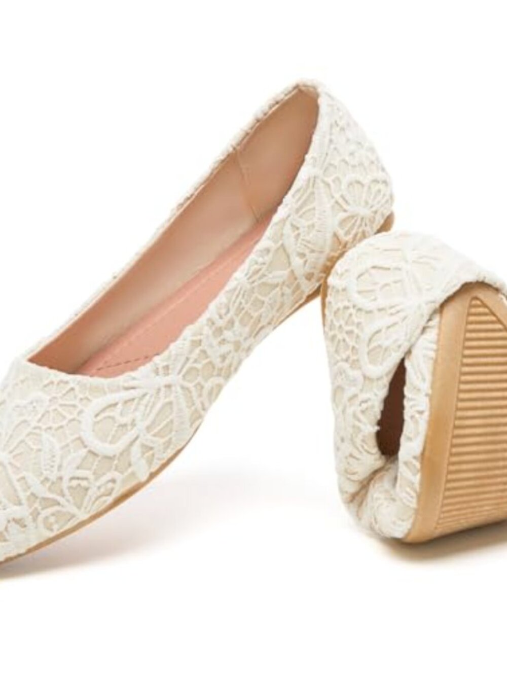 Women's Embroidered Lace Ballet Flats Pointed Toe Dress Shoes
